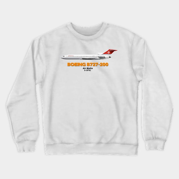 Boeing B727-200 - Air Malta Crewneck Sweatshirt by TheArtofFlying